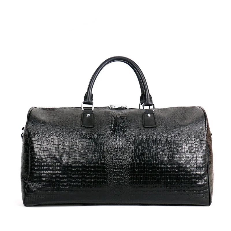 2012 New Fashion Cow Genuine Leather Travel Bags Luxury Men Alligator Portable Shoulder Bags Brand Real Leather Travel Duffle