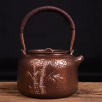 pure handmade copper pot purple copper pot kung fu water boiling teapot tea set carved health pot source manufacturer