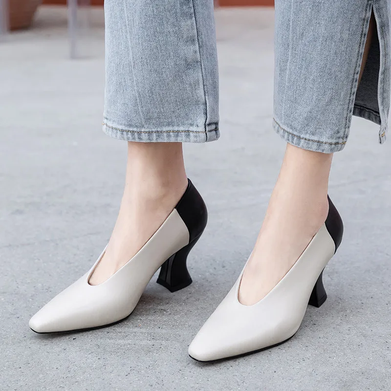

MEMUNIA 2020 new arrival pumps women shoes mixed colors spring summer single shoes high heel genuine leather shoes female