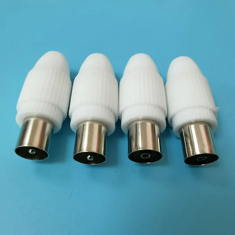 

75-5 Free Welding RF Television Male Female Plug 9.5 TV RF Terminal Antenna Connector White colour 9.5 Video Plug q1