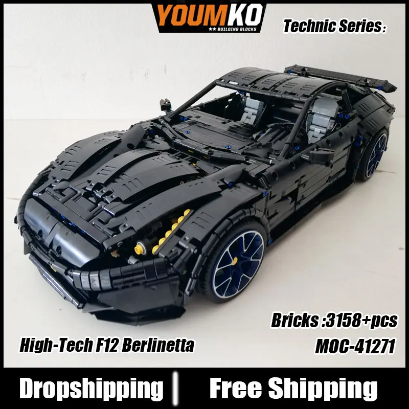 

MOC-41271 Black Technology Commemorative Flagship Super Car Building Blocks 3158pcs Bricks Car Education Toys Gift High-Tech