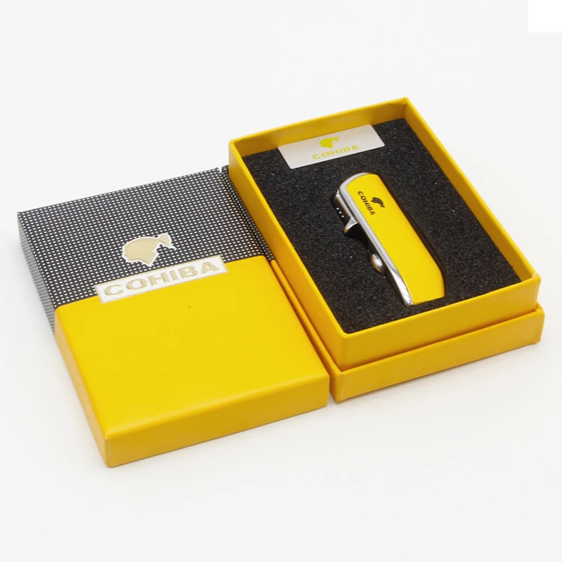 Факел COHIBA зажигалка для сигар бутановые зажигалки аксессуары портативный газ |