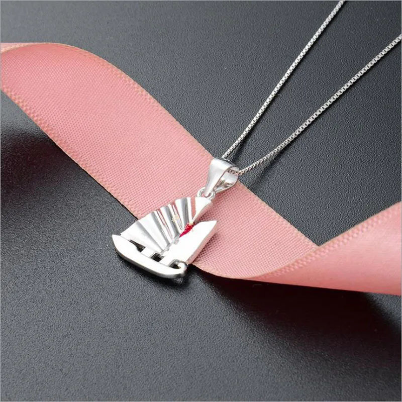 

Authentic 925 Sterling Silver Charm Chinese Style Creative Red Sailboat Pendant Fit Pandora Women Bracelet&necklace Diy Jewelry