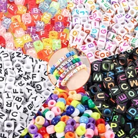 mixed acrylic alphabet letter beads cube round flat loose spacer beads for jewelry making diy kids crafts name bracelet necklace