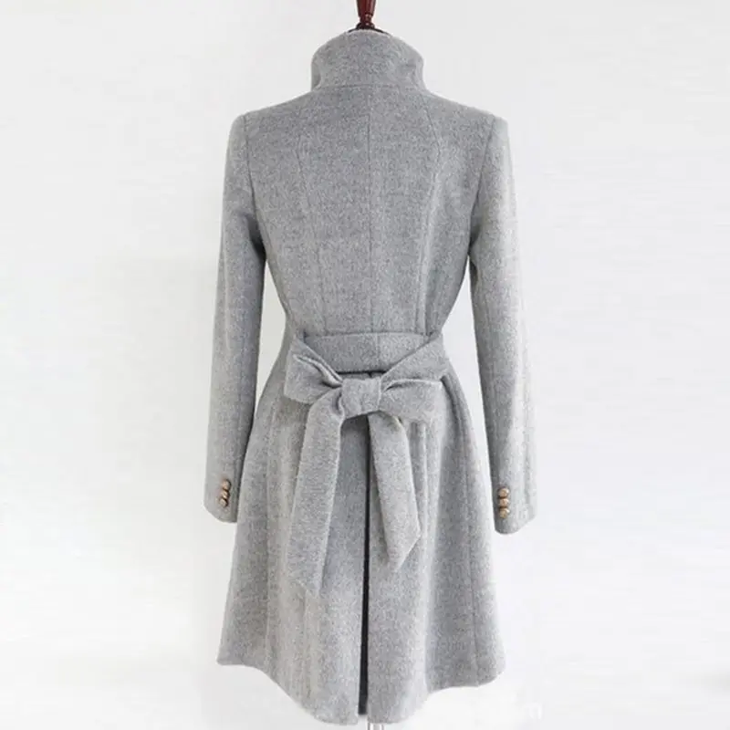 Женский зимний Тренч в Корейском стиле повседневная офисная винтажная шерстяная