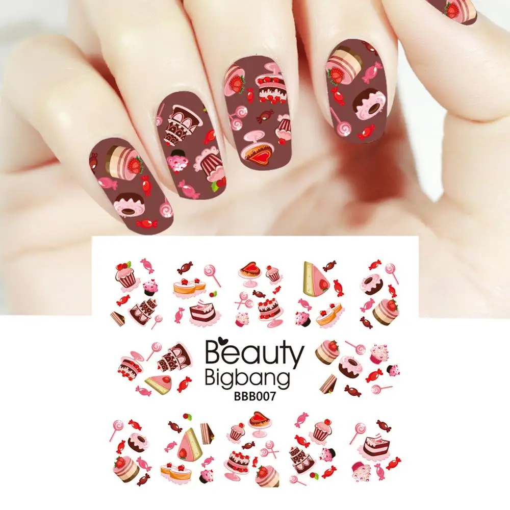 BeautyBigBang 1 лист Радужные облака изображения наклейки для ногтей милые животные дизайн маникюр Дизайн ногтей украшения Водные Наклейки BBB008