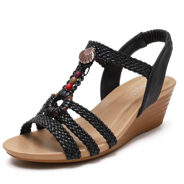 

Women Fashion Summer Sandals Retro Weave Open Toe Shoes Ladies Sandal Beach Woman Wedge Sandals Footwear Zapatos De Mujer