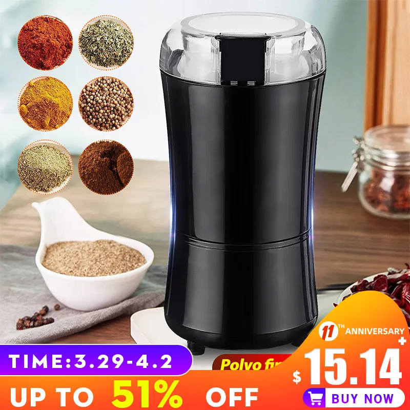 

1000W Powerful Kitchen Electric Coffee Grinder Maker Mini Salt Pepper Beans Mill Herbs Spice Nuts Electronic Grind Machine 220V