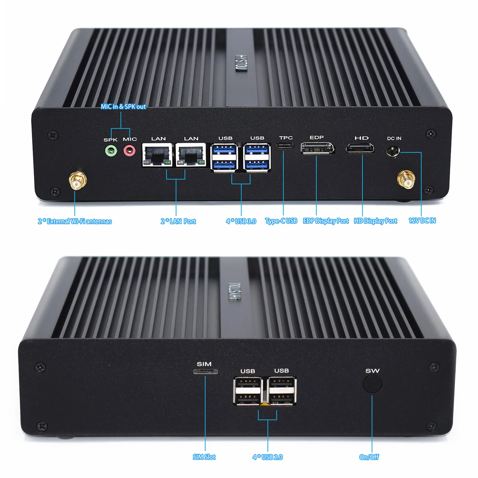 Venoen промышленный мини настольный ПК Intel Core i5 8265U i3 8145U HDMI DP Typc-C 4K дисплей Linux