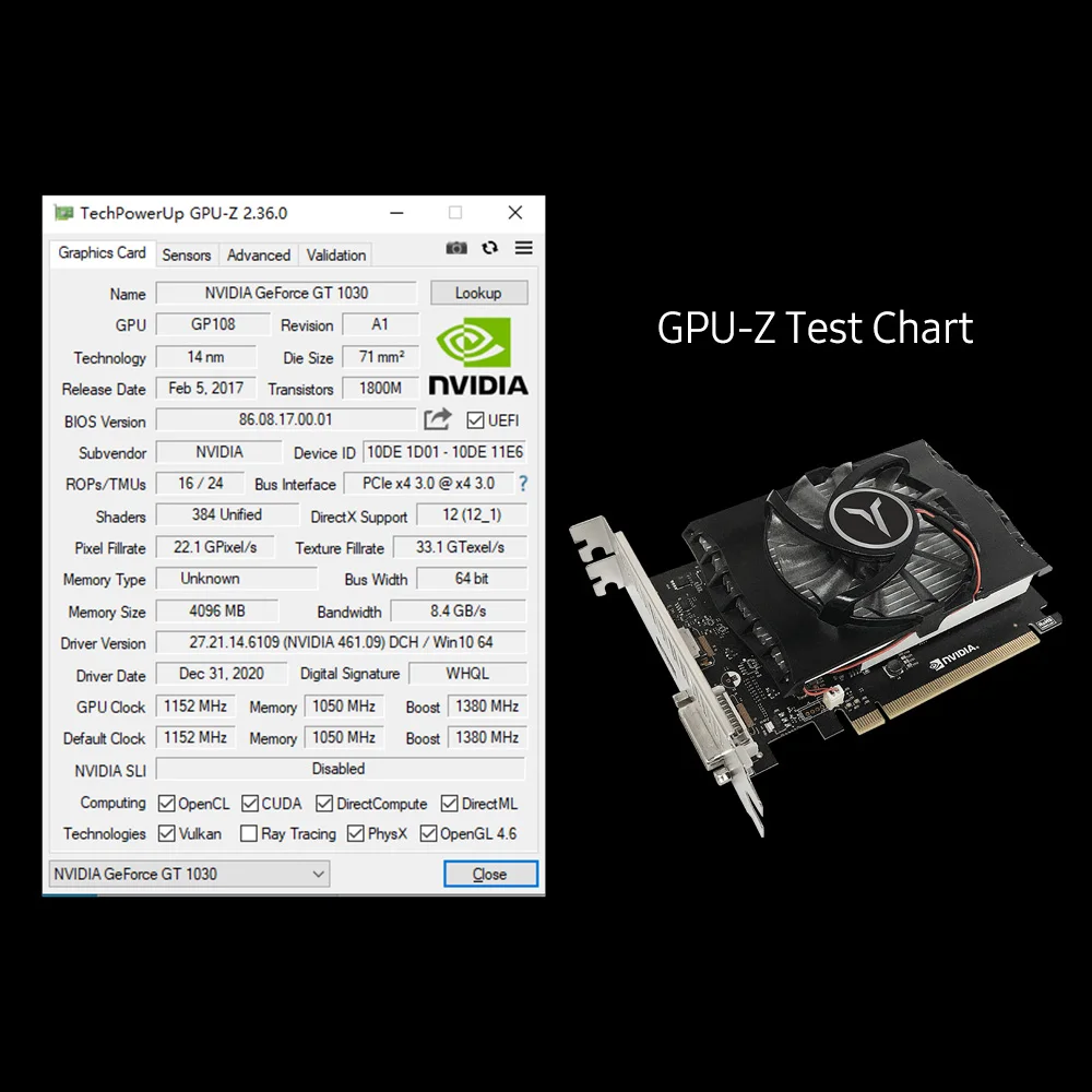Yeston GT1030 4GD4 TA Графика карты Ga mi ng графическая карта 1152 1380 МГц/2100 МГц 4G/64 бит/DDR4