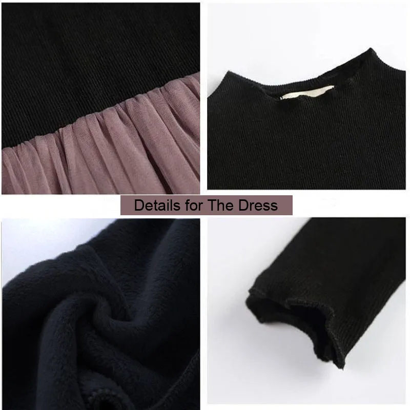 Girls Spring Dress Solid Color Long Sleeve Dresses for Party Show Kids Patchwork Mesh Dress Princess Ball Gown Children Clothing