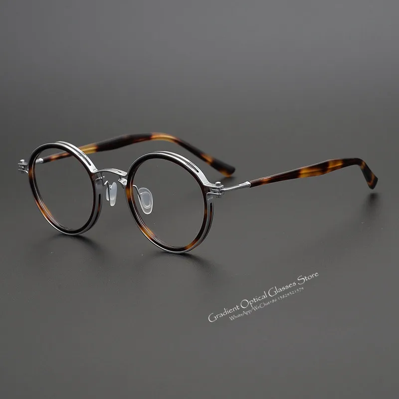 

Japanese Handmade Eyewear Retro Round Glasses Frame For Men And Women Optics Titanium Ultra Light Prescription Myopia Eyeglasses
