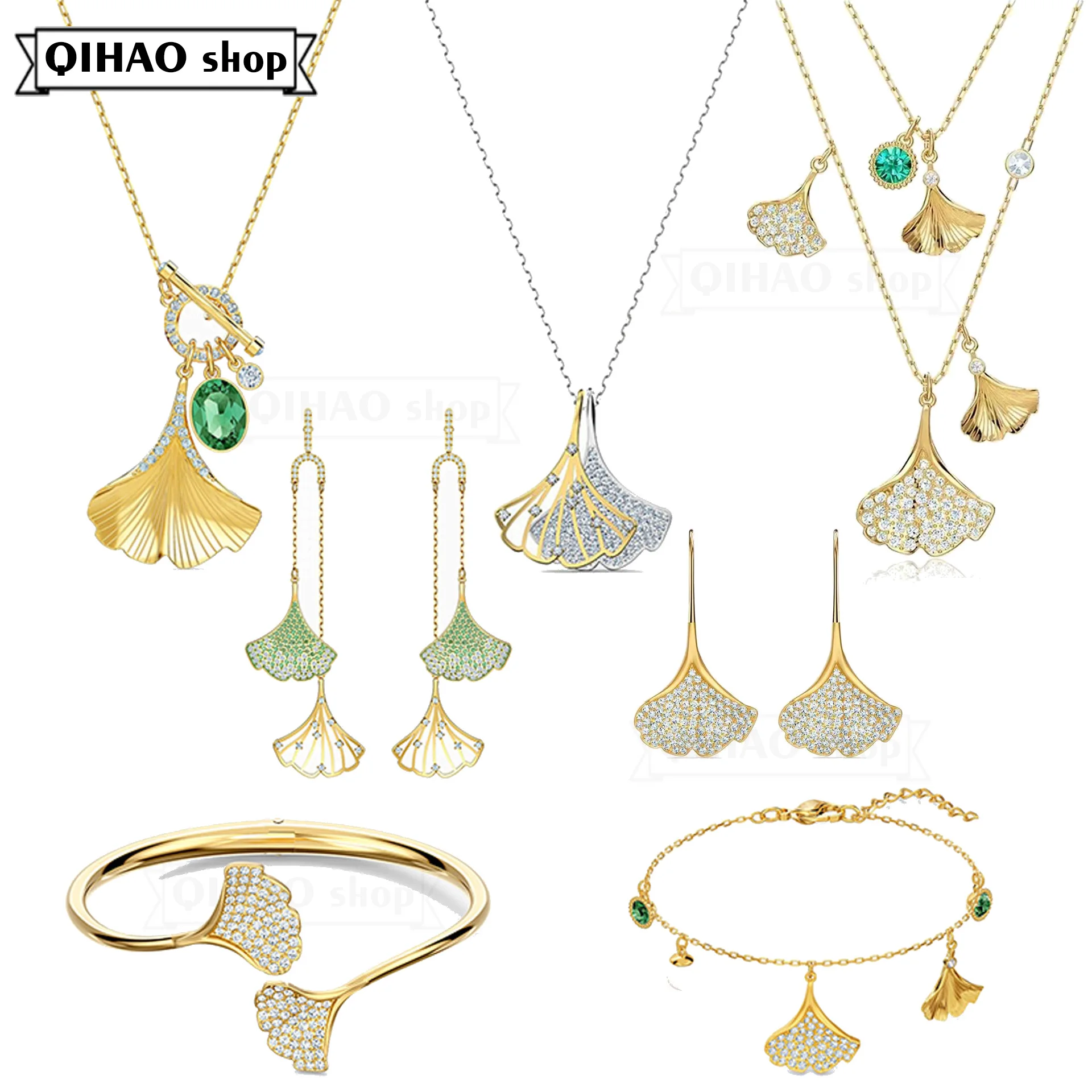 

2020 Fashion Jewelry High Quality SWA1:1 Valentine's Day Exquisite Charming Exquisite Gingko Leaf Lady Pendant Necklace