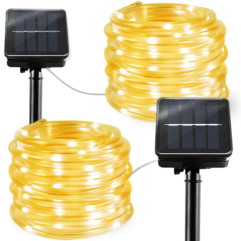 

LED Tube Light String Colorful Dimmable 10m 100LED Holiday Lighting Solar Power Fairy Light String Christmas Party Wedding Decor