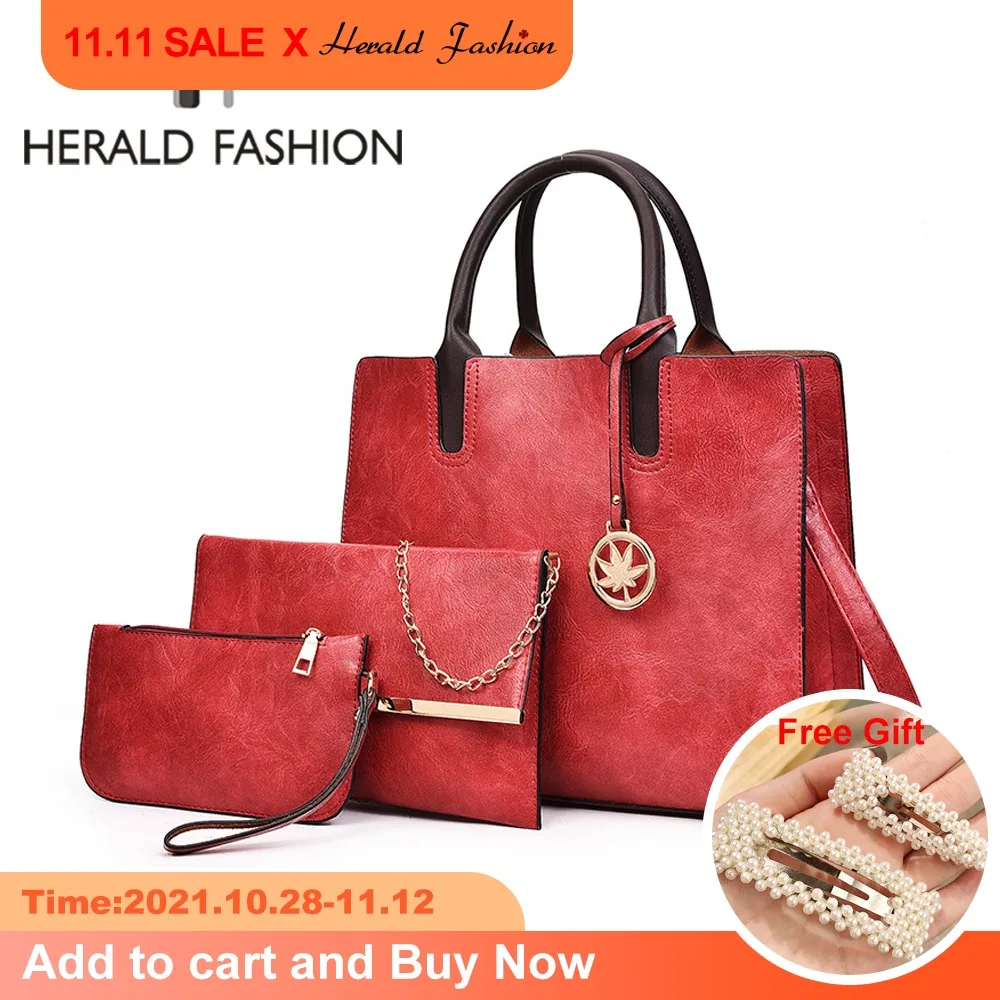 

Herald Fashion комплект женских сумок из 3 предметов, кожаная сумка, женские большие сумки-тоут, женская сумка на плечо, сумка-мессенджер, кошелек
