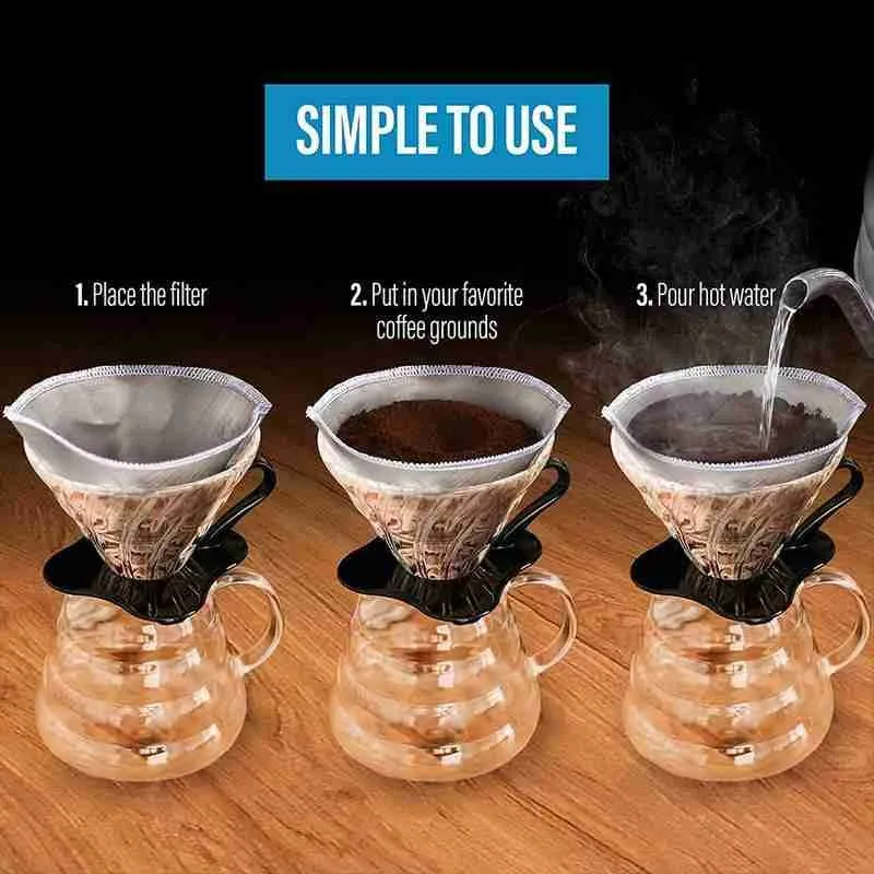 

Coffee Filter Reusable pour Over Coffee Filter Steel Mesh Coffee Cone Filter Drip Coffee Filter Paperless Filter W9L1
