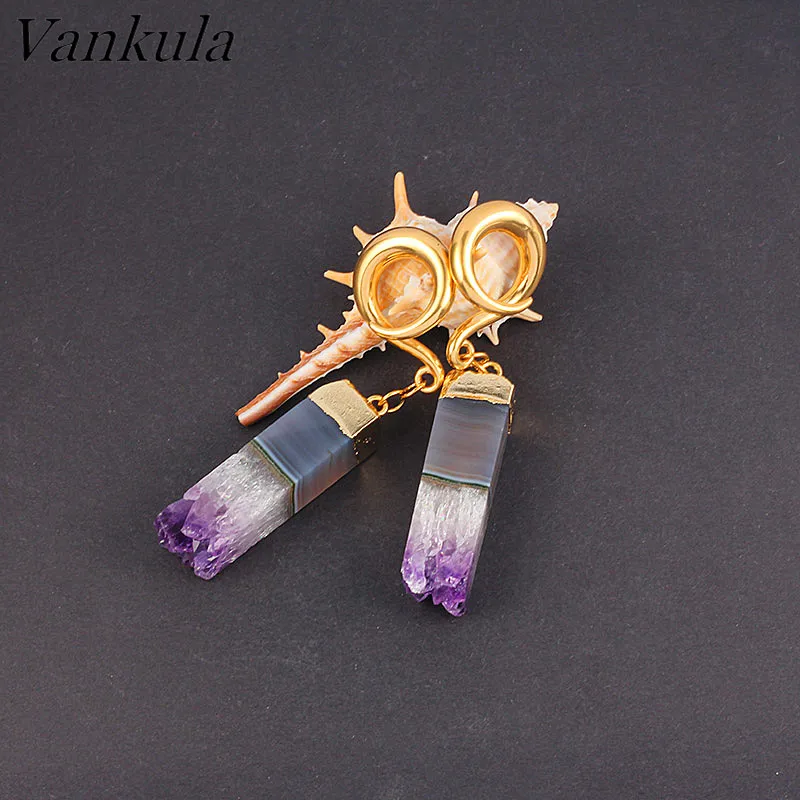 Vankula 316L Нержавеющая сталь затычка для ушей туннели тела пирсинг, ушные измерительные приборы расширитель камень ухо весов пара продажи