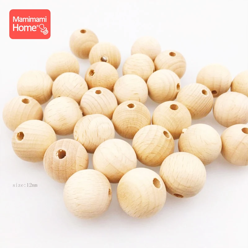 

Mamihome 100pc Wooden Beads 8mm-20mm Baby Teether Diy For Pacifier Clip Chain Beech Rodent Nursing Bracelets Gifts Bpa Free Toys