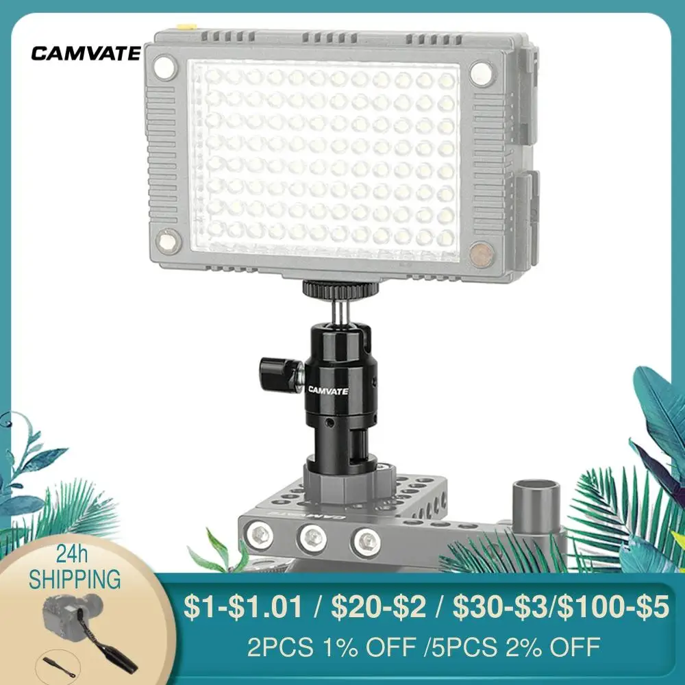 

CAMVATE 360° Swivel Ball Head Support Holder With 1/4"-20 Thumbscrew Mount For Monitor,Video Light,Flash,Microphone,LCD Mounting