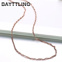bayttling silver color goldrose goldsilver 18 water wave chain necklace for woman fashion glamour wedding jewelry gift