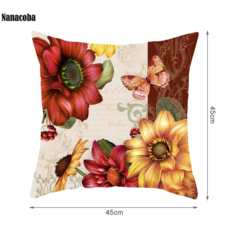

45x45 Birds Flower Pattern Pillow Case Cushion Cover Polyester Throw Pillows Seat Cushion Cover Home Sofa Decor Pillowcase 2020