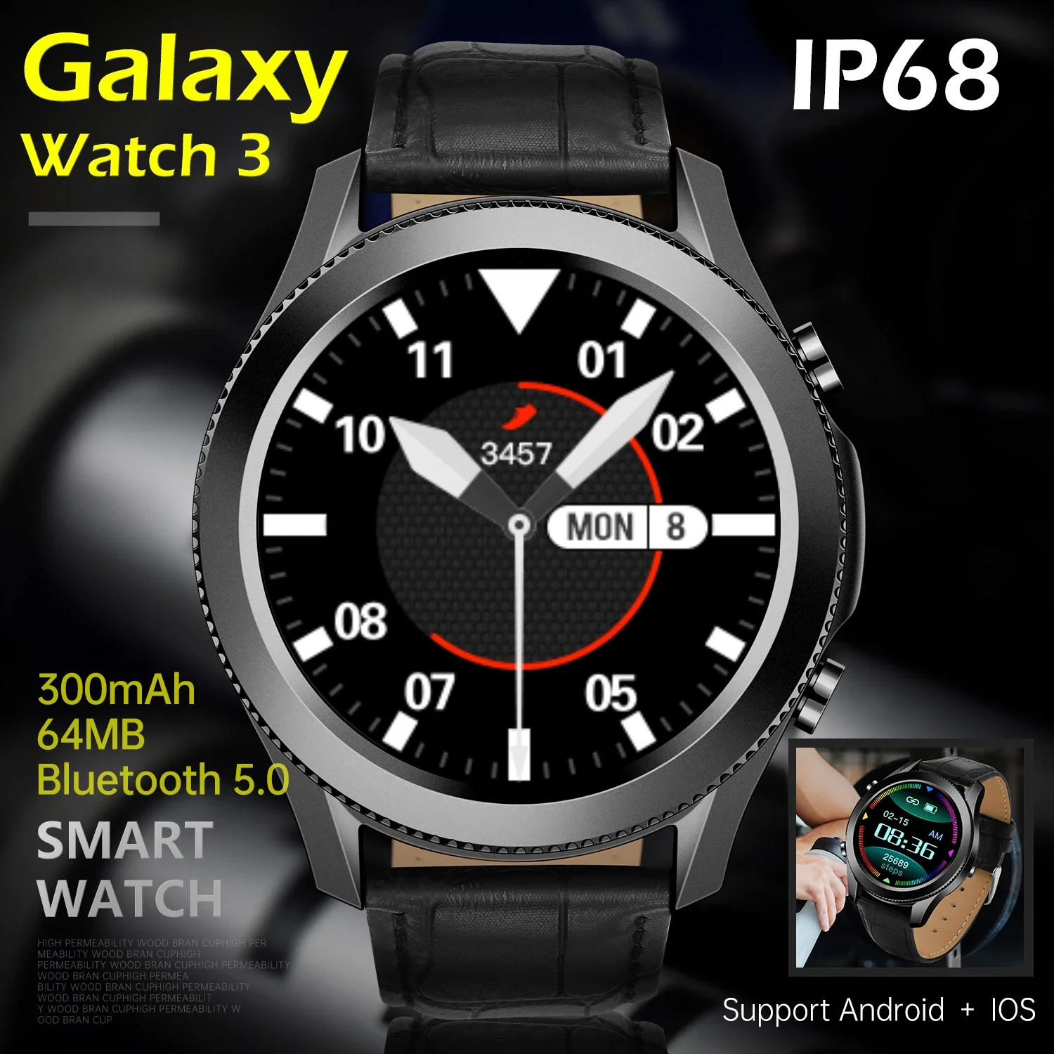 

Мужские Смарт-часы с сенсорным экраном, водонепроницаемые, IP68, для Galaxy Watch 3