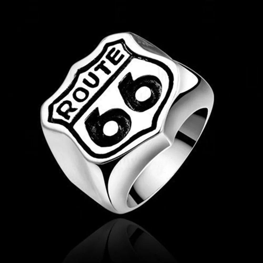 Винтажный трендовый рок панк хип хоп креативный US Route 66 Mother Road кольцо из сплава Роскошные Кольца для мужчин и женщин ювелирные аксессуары