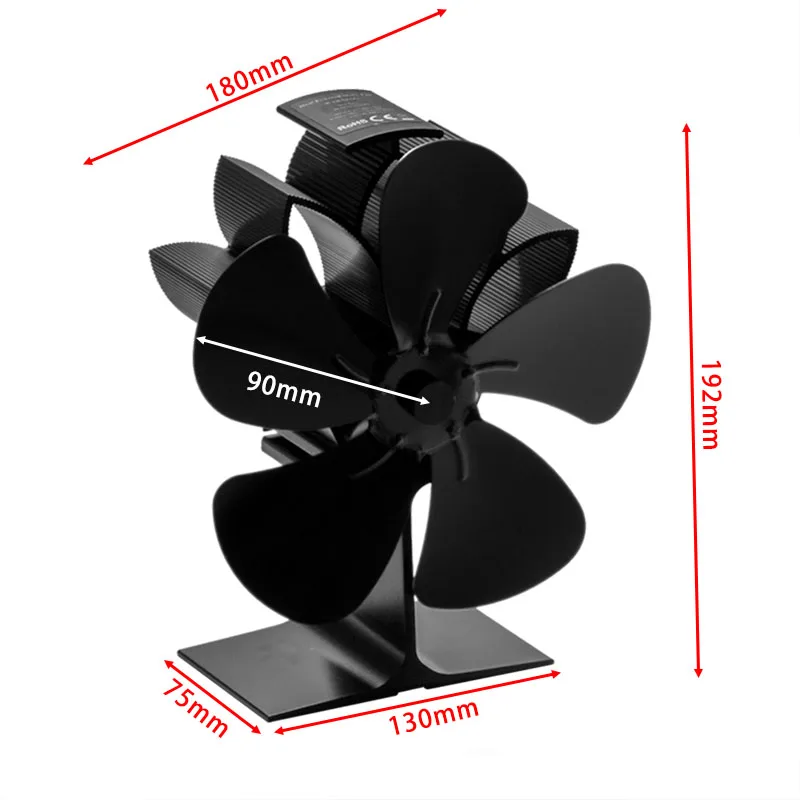 

5 Blade Heat Powered Stove Fan Black Fireplace Log Wood Burner Ecofan Quiet Fan Home Fireplace Efficient Heat Distribution