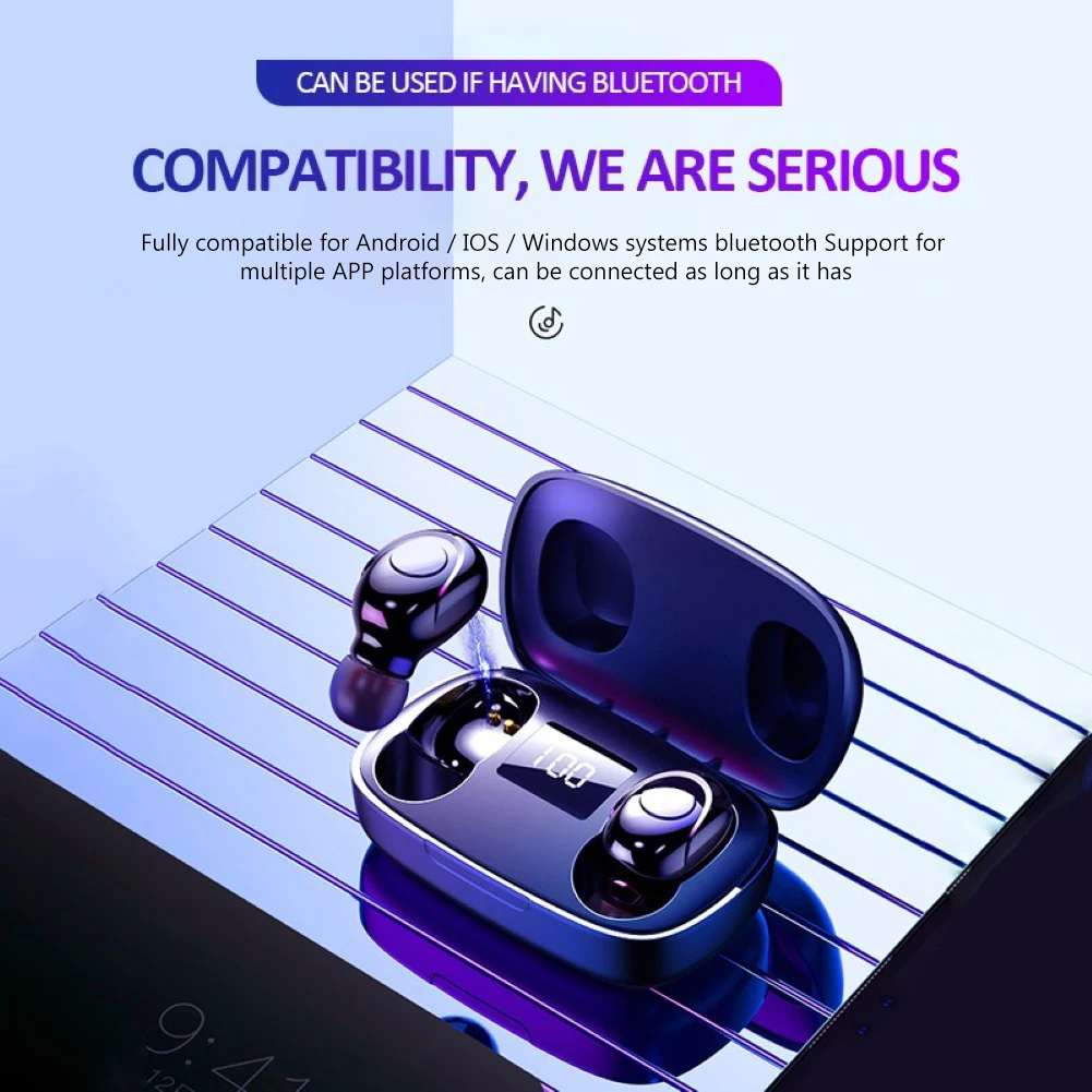 TWS наушники S9 Bluetooth 5 0 Hi-Fi 400 мА/ч беспроводная зарядная станция спортивные