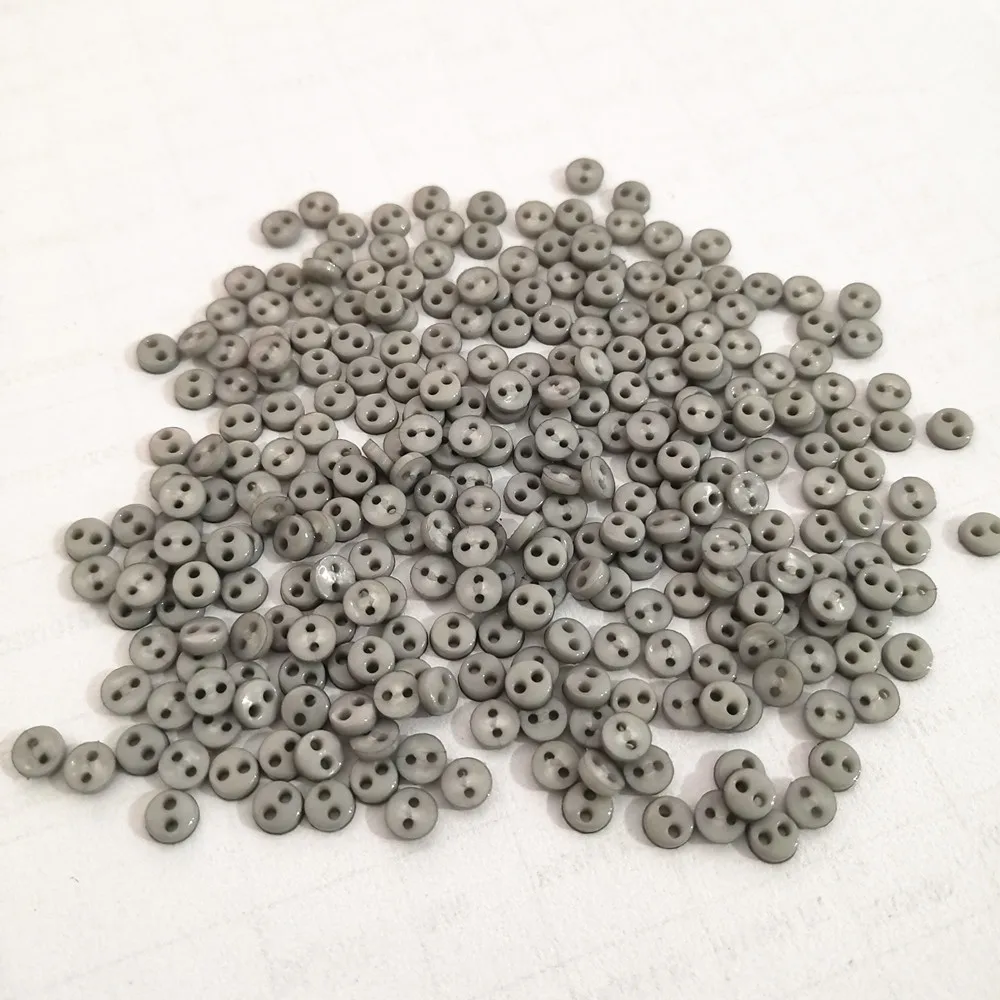 

500pcs 4mm Grey Color Plastic Round Mini Buttons Sewing 2 Holes Tiny Doll Clothing Button For Scrapbooking Embellishments