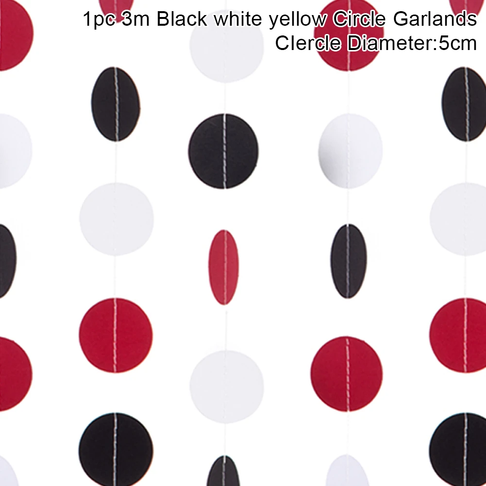 Black White Red 11 футов блестящая золотая белая розовая большая круглая гирлянда для свадебных мероприятий, вечеринок, дней рождения, украшения для детской комнаты - Цвет: Black White Red