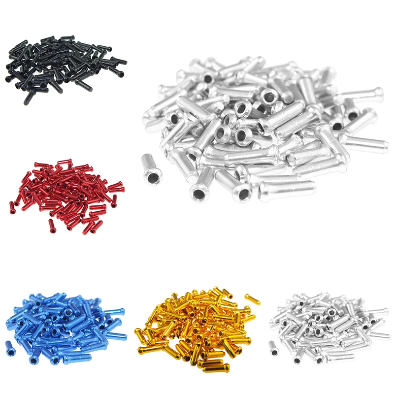 

100Pcs Aluminum Bicycle Brake Cable Cap Shift Cable Tips Brake Gear Cable Line End Cap Ferrules For Bike MTB Cycling Accessori