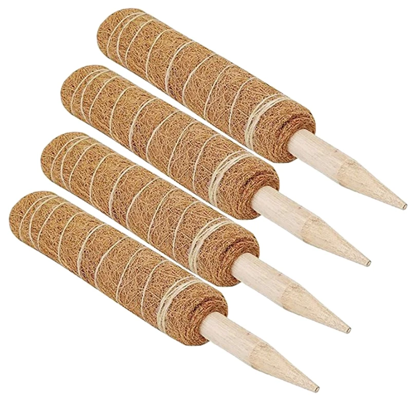 

4PC Coir Moss Totem Pole Coir Moss Stick for pers Plant Support Extension Climbing Indoor Garden Plants