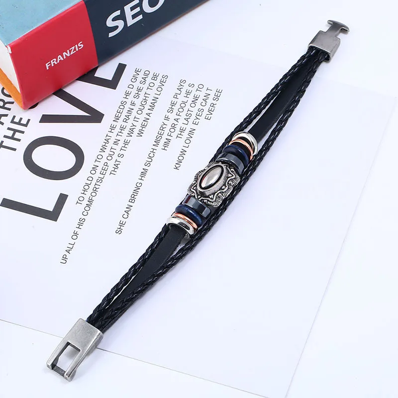 beads to buckle leather bracelet with the new Europe and United States export jewelry punk | Украшения и аксессуары