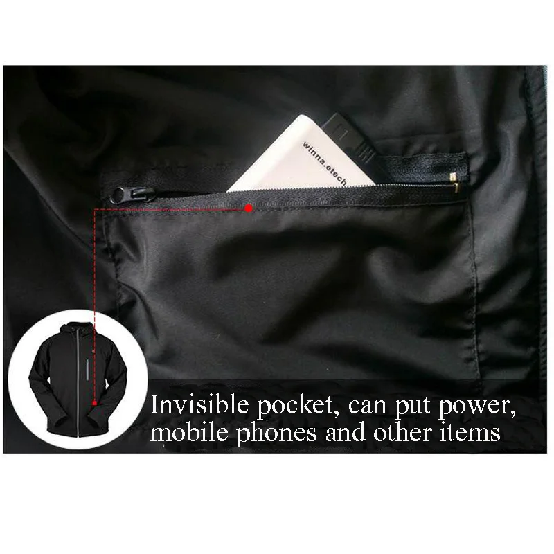 Men's Winter Outdoor Intelligent USB Work Hooded Heating Jacket Coats Adjustable Temperature Control Safety Clothing DYR002
