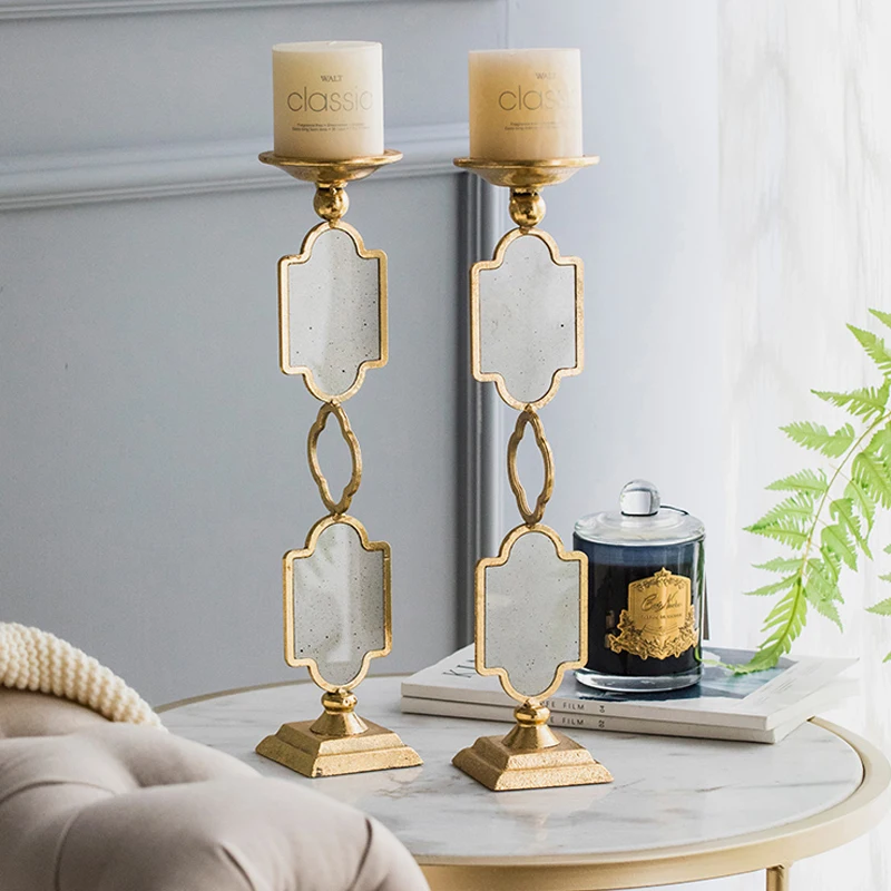 Американсветильник шный Золотой зеркальный подсвечник в стиле ретро