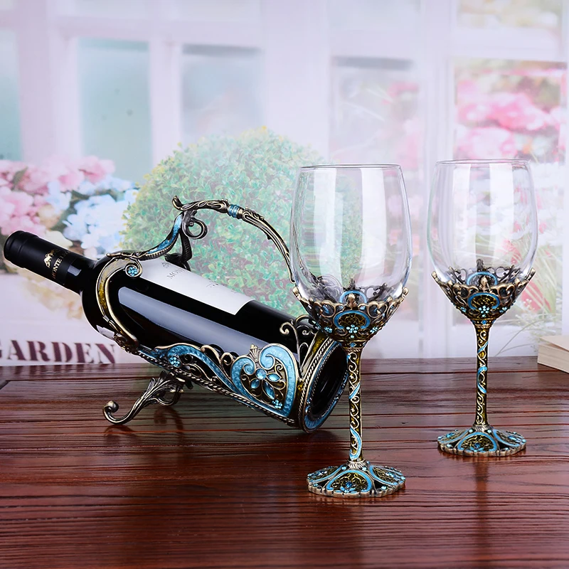 1 Set European Vintage Enamel wine glass cup Crystal Goblets Red Wine glasses cups champagne Wedding Gift With Box 350ml | Дом и сад