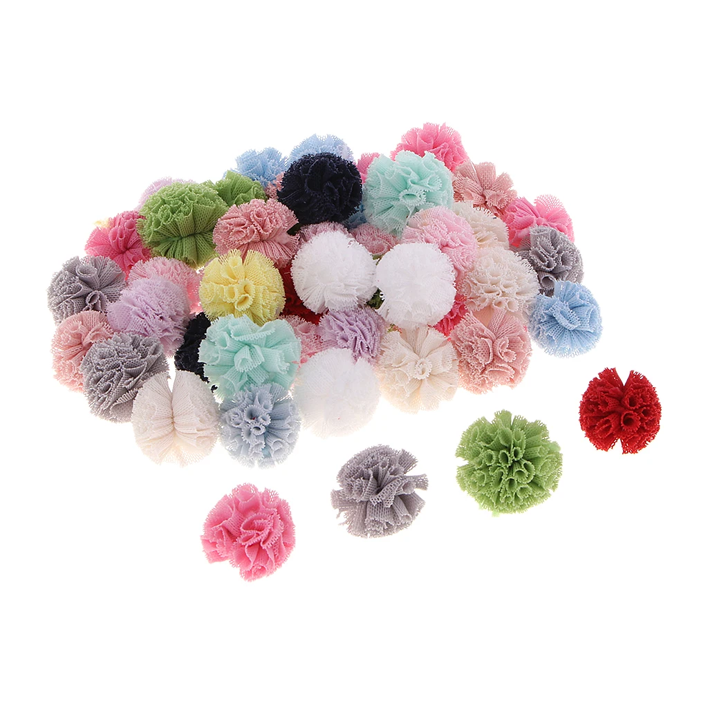 

50 Pompons Assorted Colours for DIY Wedding Dress, Clothing, Earring, Cell
