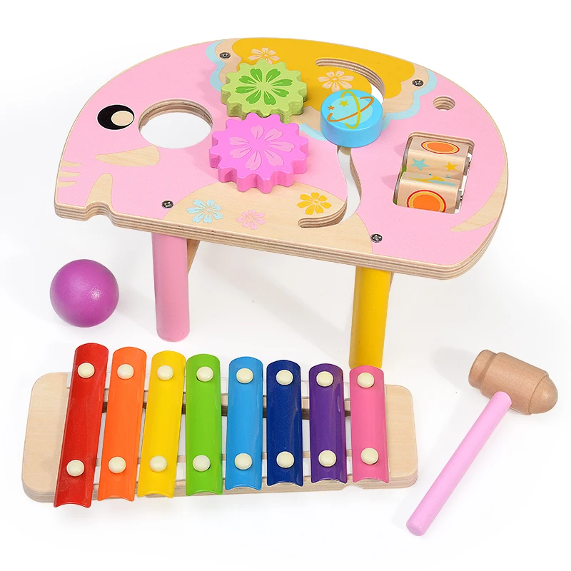 

Kidus Pound & Tap Bench with Slide Out Xylophone - Durable Wooden Musical Pounding Toy for Toddlers,