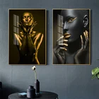 Черное золото Обнаженная африканская искусство Современное украшение для дома холст ретро золотой и черный стиль скандинавский постер печать 2-30
