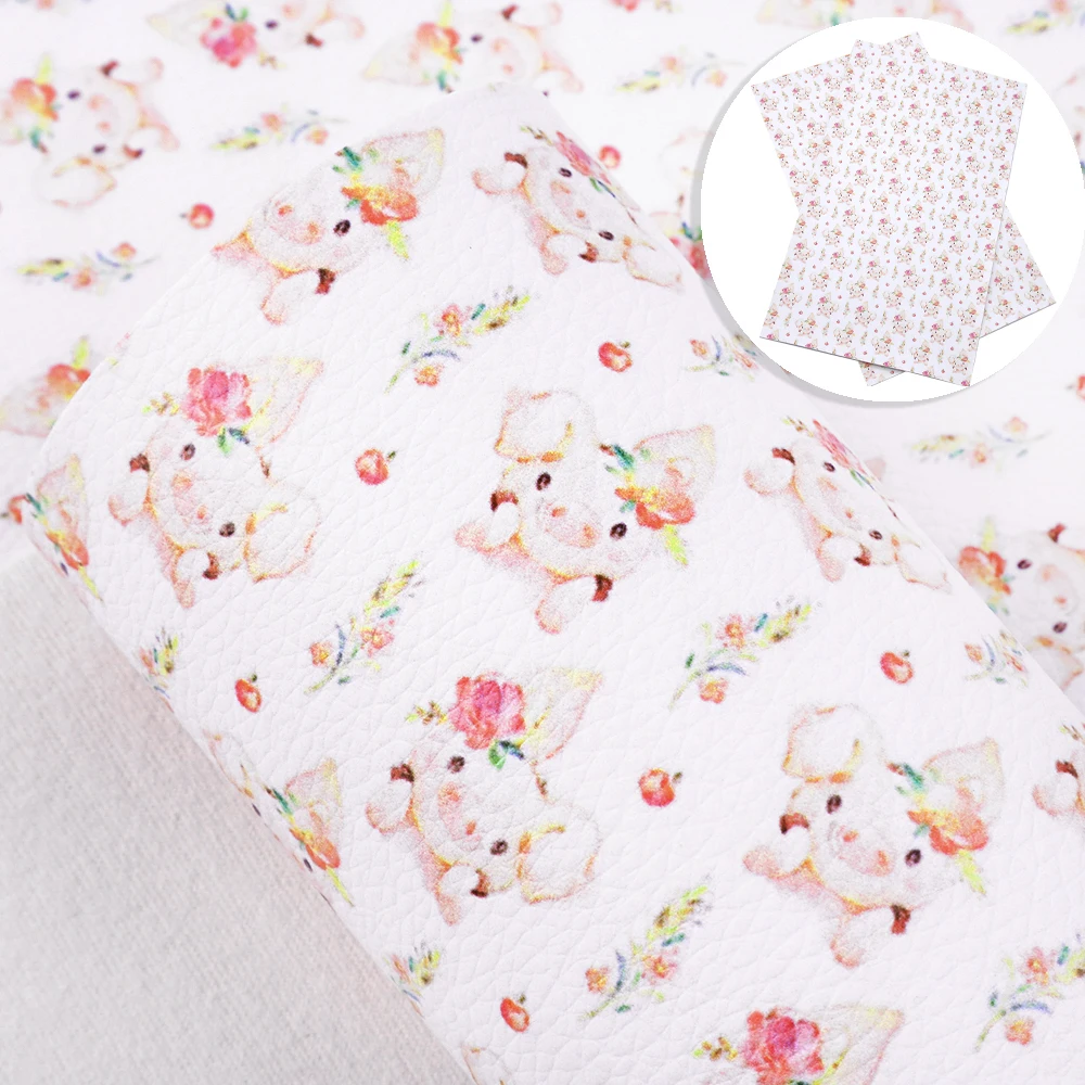 

20*33cm Animal Girl Print Lychee Faux Leather Vinyl Fabric Synthetic Leather For DIY Handmade Bows Earrings Crafts,1Yc10505
