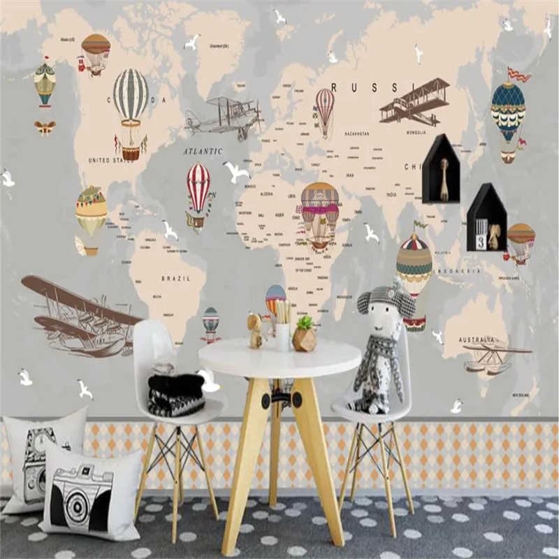 Индивидуальные Настенные обои на заказ для детской комнаты мультяшная карта