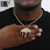 hip hop bling cubic zirconia aaa umbrella iced out in white gold color necklaces pendants for men jewelry