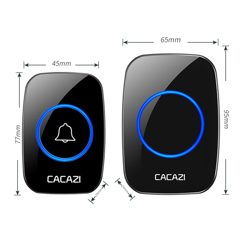 CACAZI Wireless Doorbell Waterproof 300M Remote 4 Button 1 2 3 Receiver Smart Intelligent Home Furnishing Call Bel 220V | Обустройство