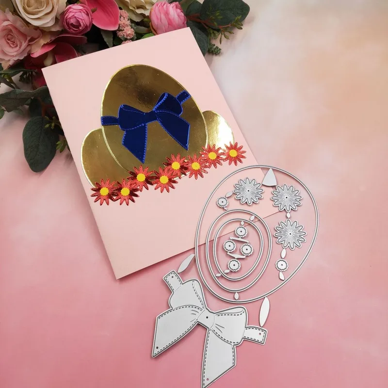 1 Набор пасхальных яиц бант с цветами Металлические Стальные режущие штампы