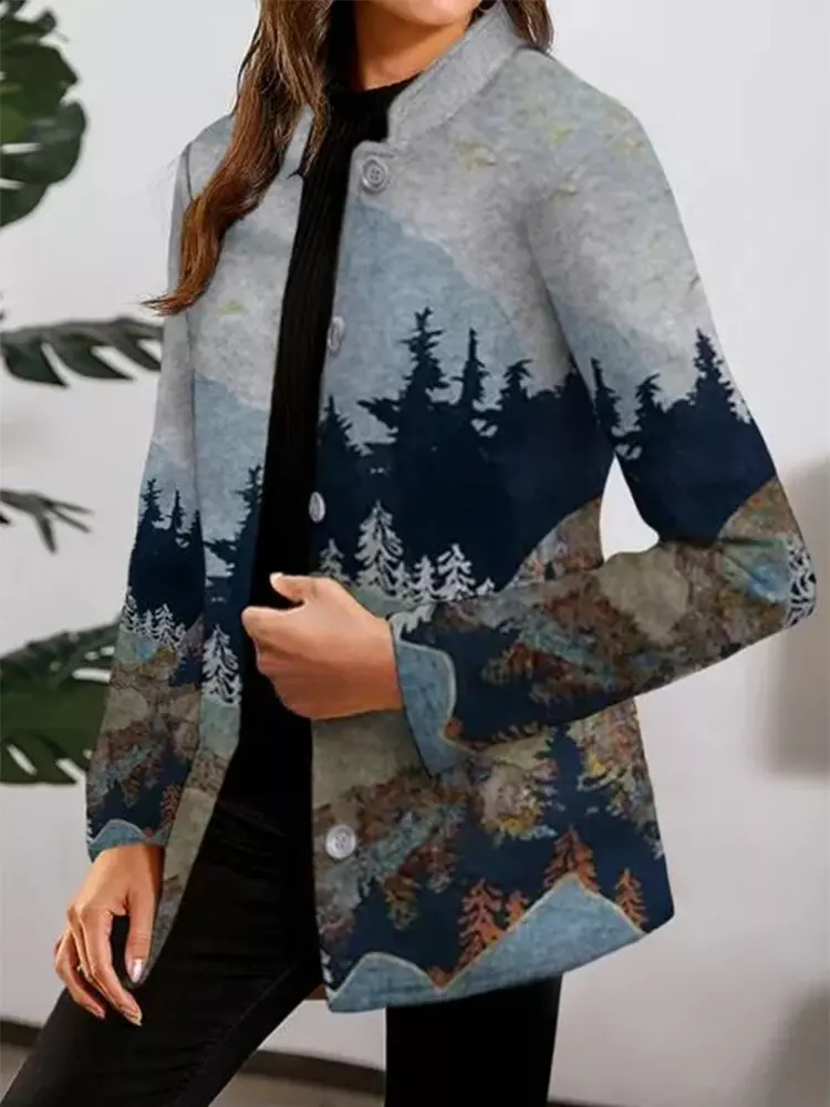 

Printed Coats and Jackets for women 2020 Fall Long Sleeve Streetwear Outerwear Fashion Overcoats Manteau Long Femme