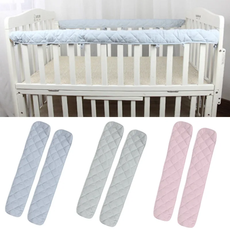 

2Pcs Cotton Crib Protection Wrap Edge Baby Anti-bite Solid Color Bed Fence Guardrail Newborn Bed Rail Cover Babies Safety Care