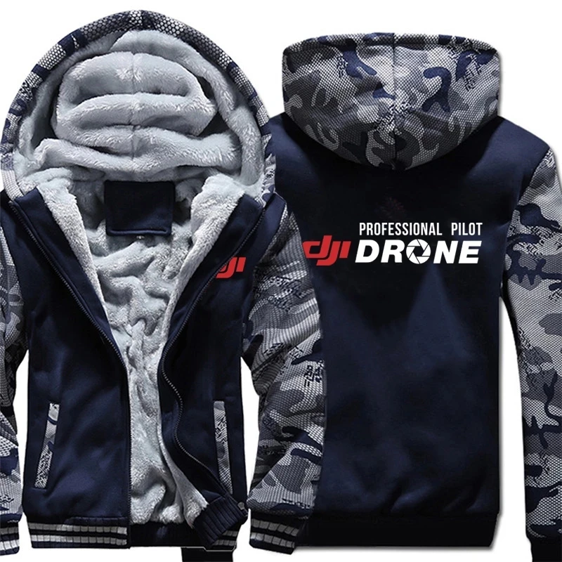 

Winter Large Size Fashion DJI Pilot Drone Hoodies Thicken Mans Hoody DJI Phantom Mavic Sweatshirt Men Zipper Hip Hop Streetwear