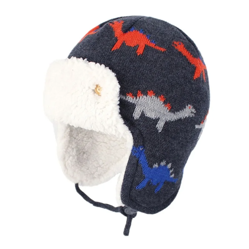 Winter Ear Protective Cotton Knitted Jacquard Children's Hat For Kids Boys And Girls Animal Patterned Warm Thick Baby Caps
