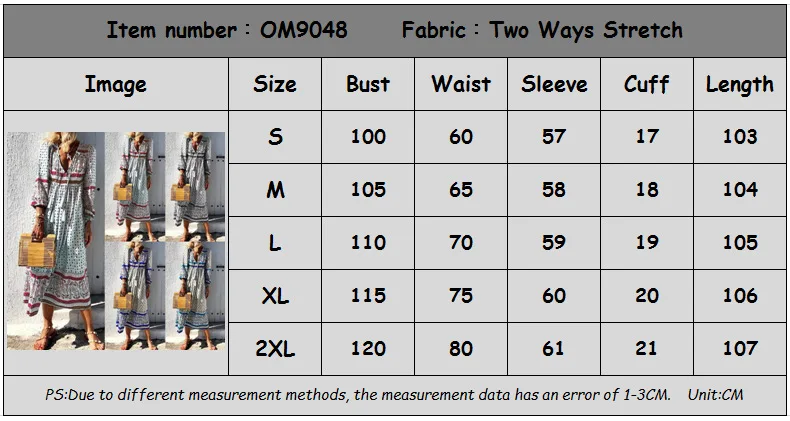 

Summer New European and American Style Deep V Printed Long Sleeve Dress